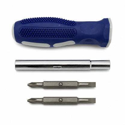 6-in-1 Screwdriver, Flat: 3/16", 1/4", Phillips: #1, #2, Nut Drivers 1/4", 5/16"