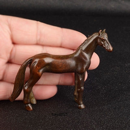 Antique Purple Copper Carving Horse sculpture Distress Crafts Metal collectible