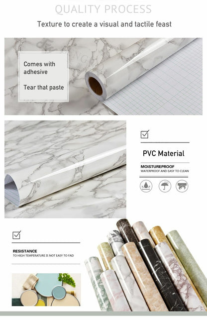 Wallpaper Sticker Marble Vinyl Film Self Adhesive Bathroom Kitchen Contact Paper