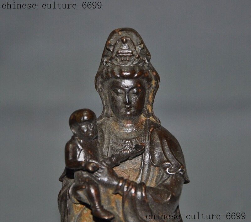 Old Chinese Buddhism bronze Kwan-Yin Guanyin Bodhisattva goddess Buddha statue