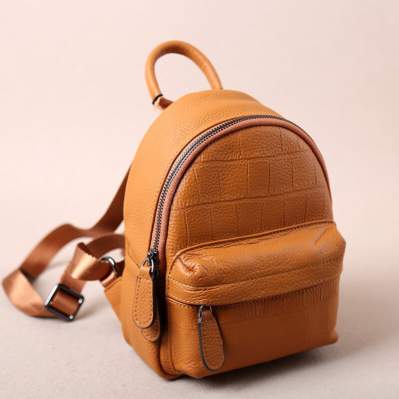Croc Embossed Real Leather Backpack Rucksack Daypack Purse Cute bag Travel Purse