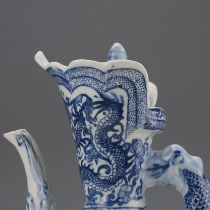 8.6' Chinese Old Handmade Blue White Porcelain Dragon Pattern Teapot Tea Set