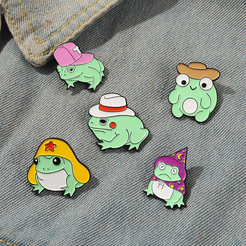 5 Style Cartoon Frog Enamel Pin Custom Hat Brooch Lapel Pin Badge Jewelry Gift