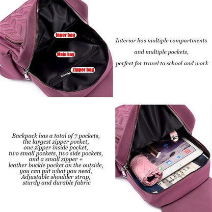 Waterproof Backpack Women Bag Fashion Travel Backpack Solid Shoulder Polyester