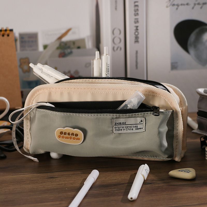 Fashion Canvas Pencil Bag Large Pencil Case Holder Student Organizer Zipper 1 PC