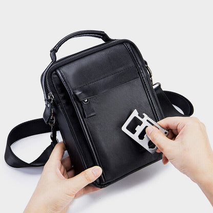 100% Genuine Leather Men's Sling Shoulder Bag Messenger Bag 8" Handbag Crossbody