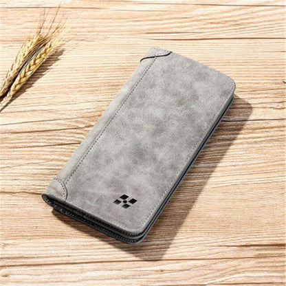 PU Leather Men's Leather Wallet Clutch Purse Male Clamps Cash Clip Billfold Bag