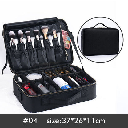 Professional Portable PU Makeup Case Travel Manicure 2 Layers Cosmetics Bags