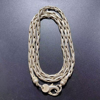 Ethnic Handmade Nepal Old Silver Necklace silver-plated Braided Chain Vintage