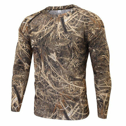 Camouflage T-shirt Outdoor Hiking Camping Military Tactical Long Sleeve Top M-XL
