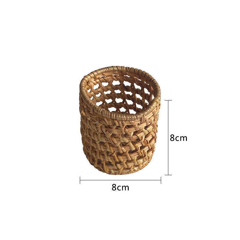 Handwoven Bread Basket Rattan Wicker Storage Tray Tea Drinks Snack Holder NEW