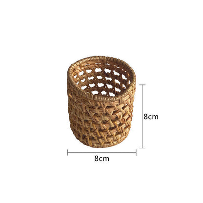 Handwoven Bread Basket Rattan Wicker Storage Tray Tea Drinks Snack Holder NEW