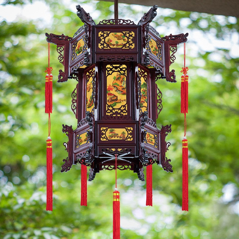 Palace Lantern Carved Wooden Chinese Lantern Balcony Red Outdoor Decoracion