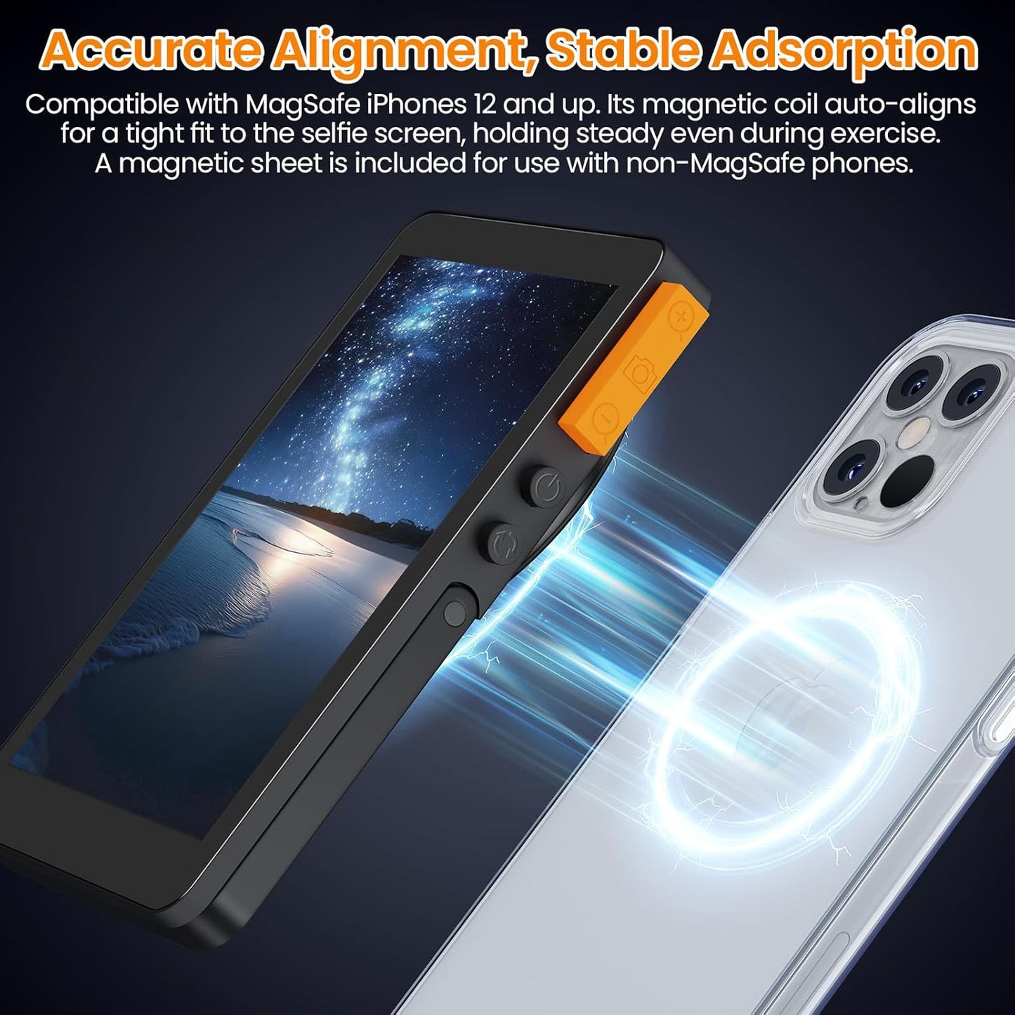 Vlog Selfie Monitor Screen with Focus and Sound, Magnetic Phone Screen for Tikto