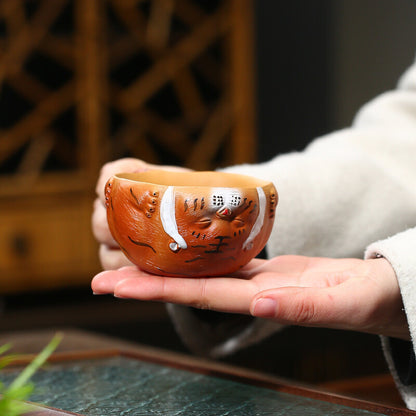 Handmade Tea Cup Tiger Design Real Yixing Zisha Clay Master Cup With Handle New