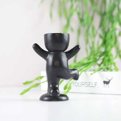 Creative Ceramic Humanoid Statue FlowerPot Succulent Plant Vase Tabletop Planter