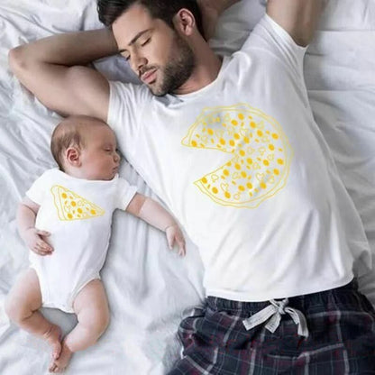 Matching Clothes Pizza T-shirts Cotton Family Father Mother Daughter Romper Baby