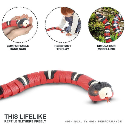 Lifelike Smart Sensing Snake Cat Toys Interactive Eletronic Snake Cat Teaser USB