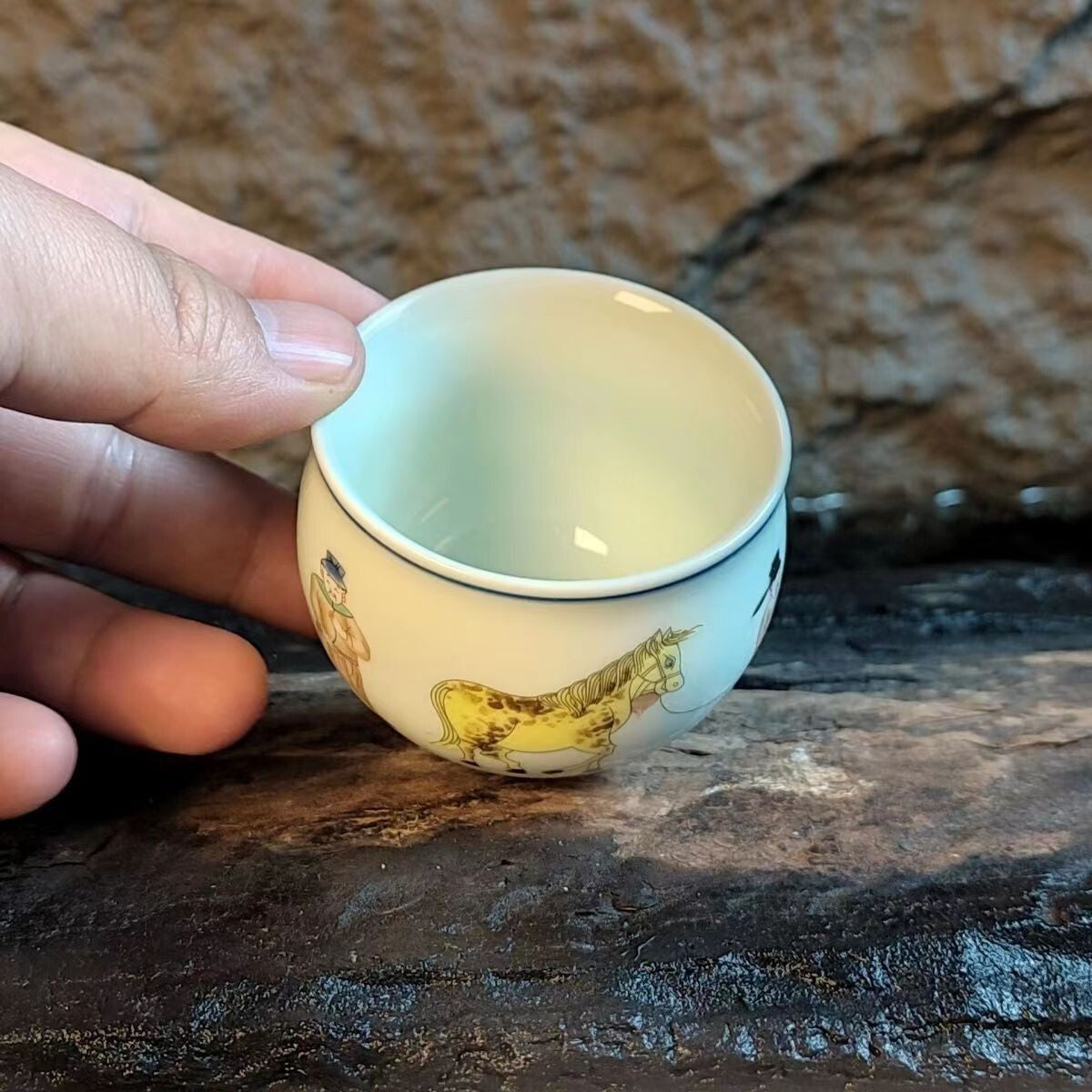 Vintage Chinese Jingdezhen Doucai Tea Cup Scholar