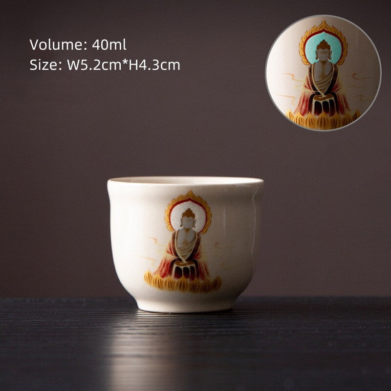 Noctilucent Design Chinese Porcelain Tea Cup Ceramic Buddha Style Master Cup New