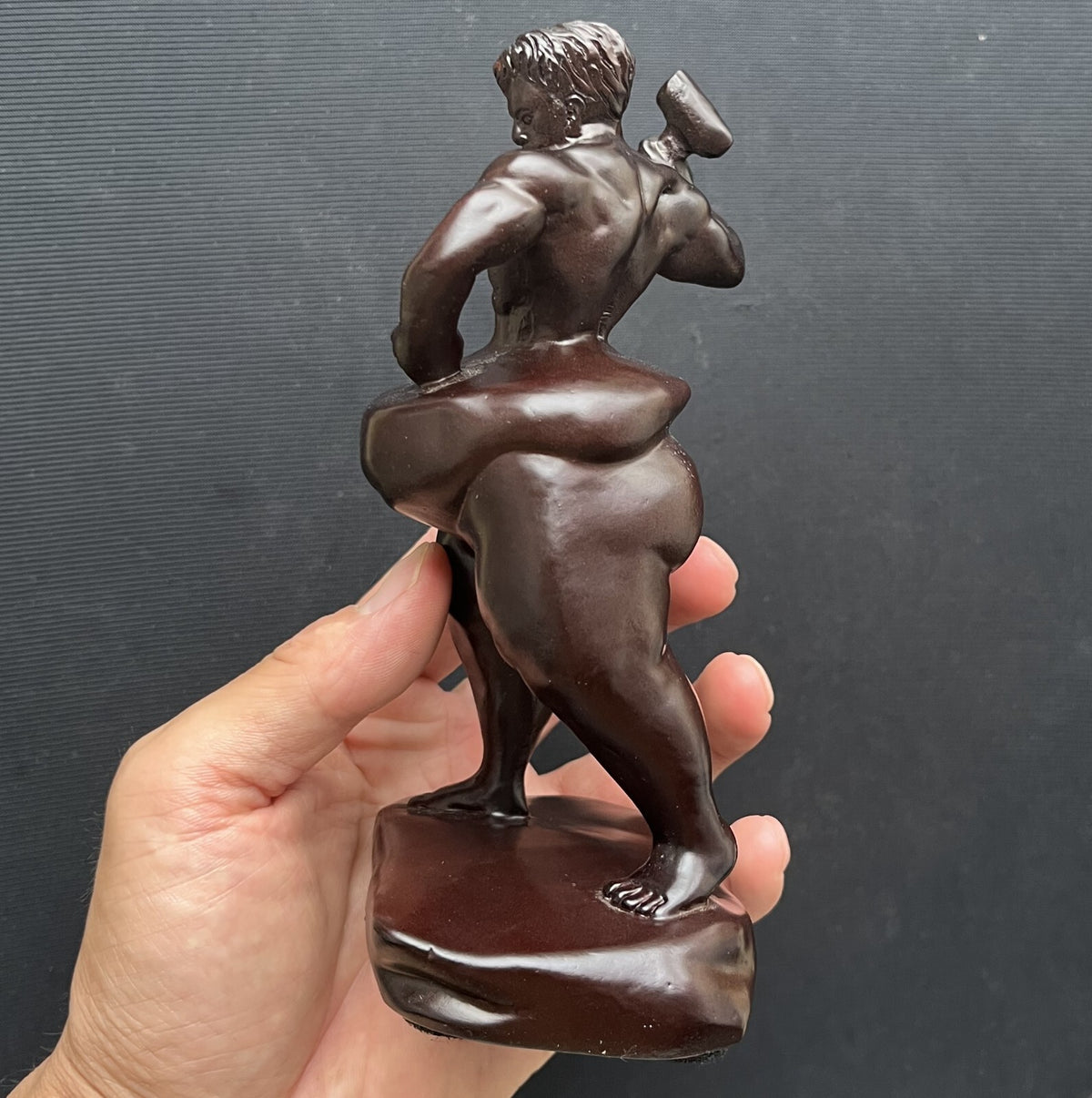 Ebony Wood Self Carving Sculpture Self Made Body Building Fitness Figure Statue