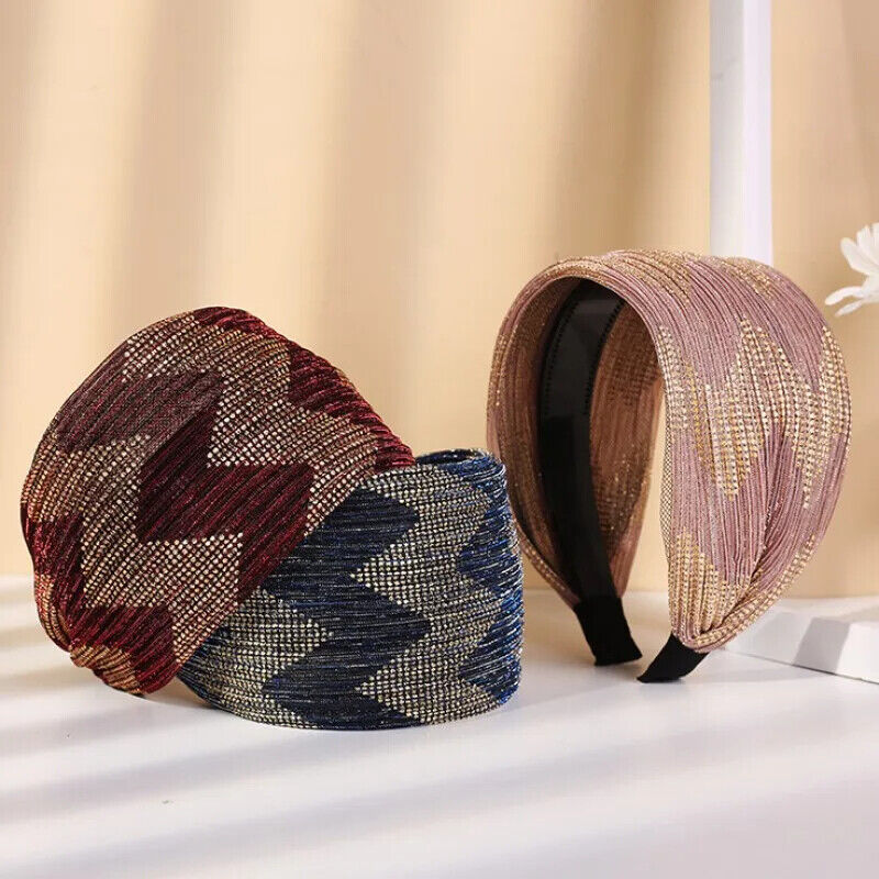 Women Headband Acrylic Lace Wide-Brimmed Non-Slip Shiny Breathable Girl Headwear