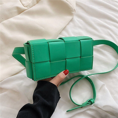 Weave Leather Mini Wallet Luxury Shoulder Bag Fanny Pack Purse Handbag 20*10*5CM