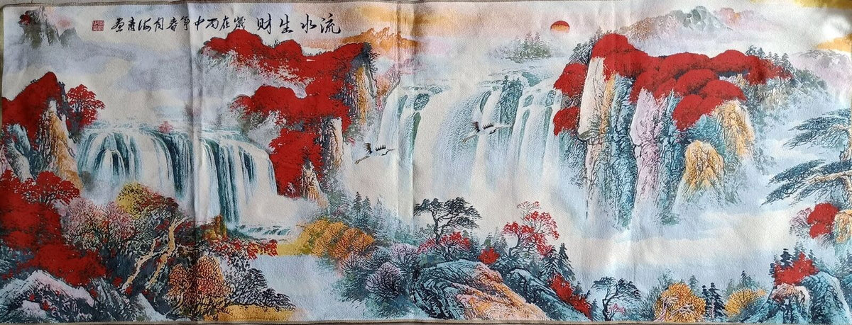 63" China Cloth Silk Mountain water Mural Wall Hanging Tapestry Meditation 12