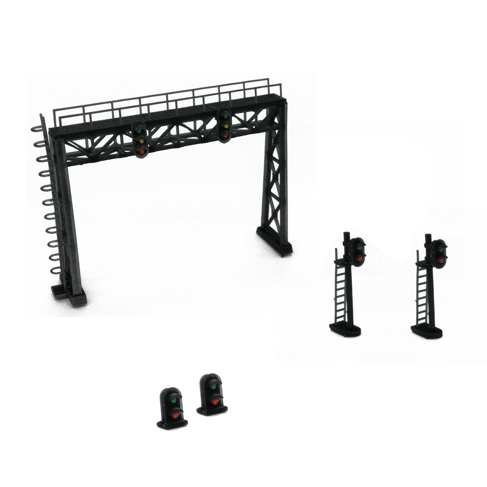 1:160 N Scale Outland Models Railroad Scenery Dwarf, Block Signal and Bridge Set