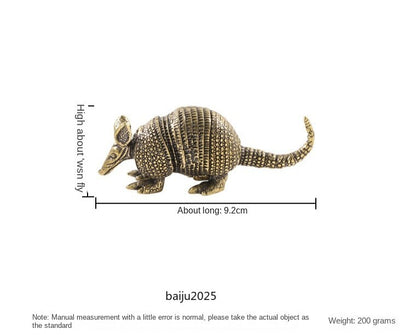Lovely armadillo brass statue ornament collect animal figurine tea pet decor toy