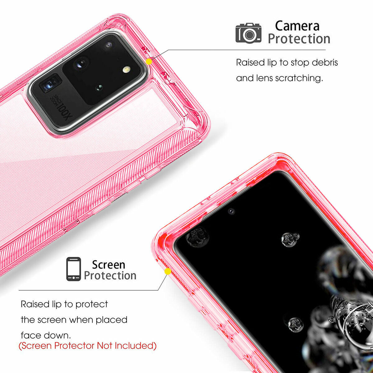 For Samsung Galaxy S20 Ultra Plus Transparent Case Clear Phone Cover + Accessory