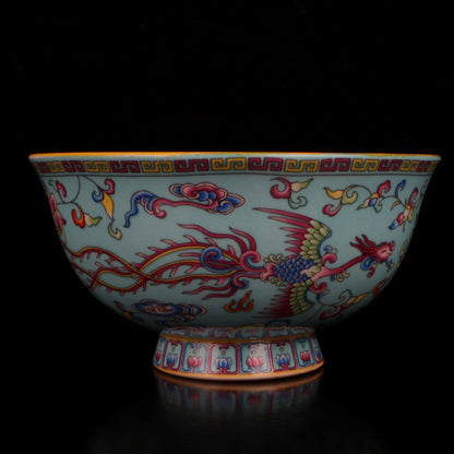 Chinese Porcelain Handmade Exquisite Dragon&Phoenix Pattern Small Bowl