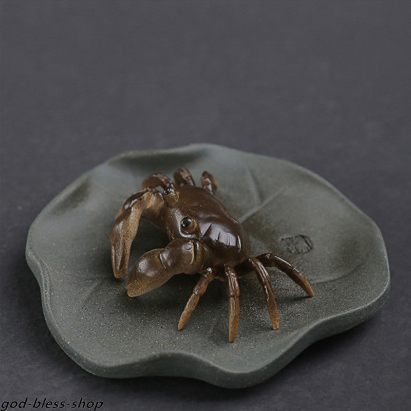 Creative Zisha Tea Pet Color Change Crab On Lotus Yixing Purple Clay Tea Play