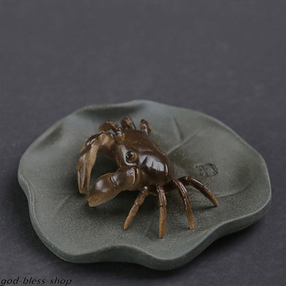 Creative Zisha Tea Pet Color Change Crab On Lotus Yixing Purple Clay Tea Play