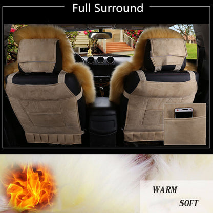 2PCS Genuine Australian Sheepskin Fur Long Wool Car Front Seat Cover Warm Winter