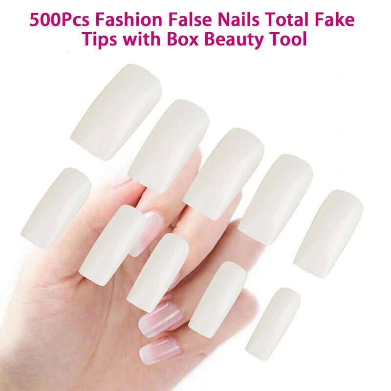 500pcs #0-#9 Fashion Manicure Full Cover Natural False Nails Fake Tips Assorted