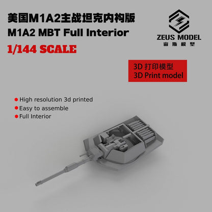 1/144 US M1A2 Main Battle Tank SEP V3+Trophy Defense System Model Kit 3D Printed