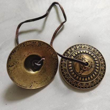 Nepalese Handmade Brass Tingsha Cymbals Tibetan Bell Chime Percussion Instrument
