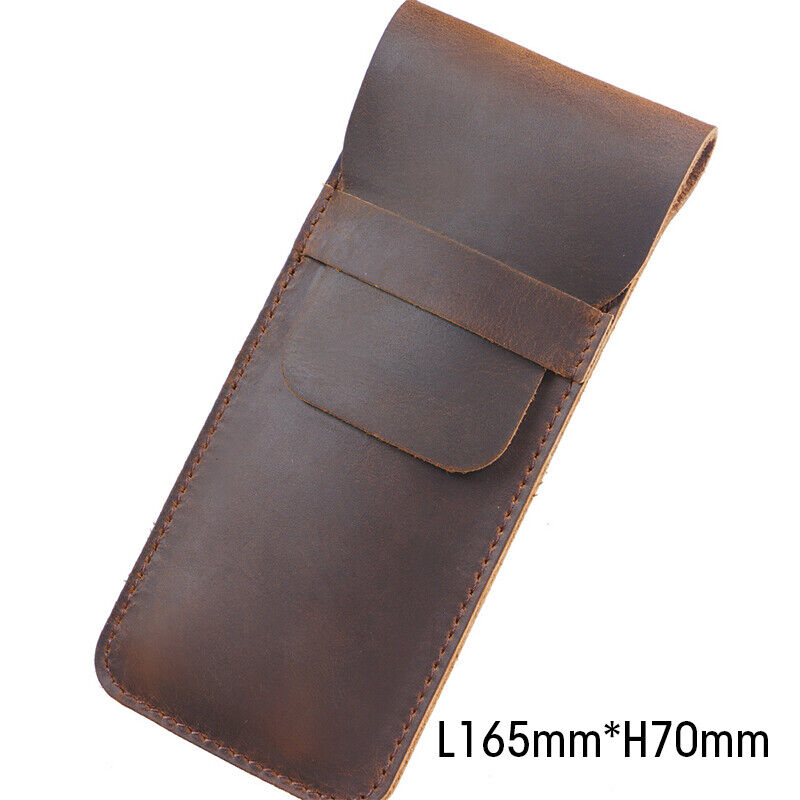 Retro Vintage Handmade Genuine Leather Pencil Bag Fountain Pen Case Pocket Pouch