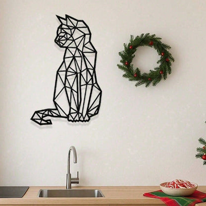 CIFbuy Vintage 3D Iron Cat Wall Art Geometric Metal Sculpture Farmhouse Gift