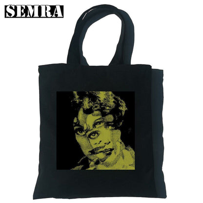 Punk Vintage Large Cartoon Canvas Bag Gothic Shopper Bag Shoulder Bag Pocket 1PC