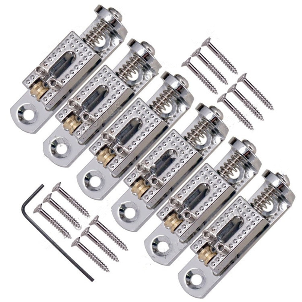 6Pack Alloy+Copper Single Roller 3-8 String Bridge For Guitar Cigar Box Banjo