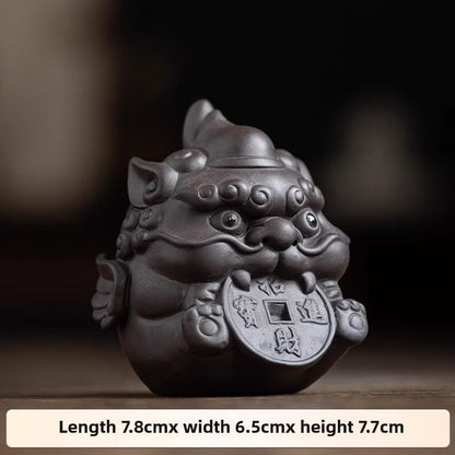 Chinese Pixiu Purple Sands Tea Pet 7.8cm Tea Play Kung Fu Tea Tray Accessories