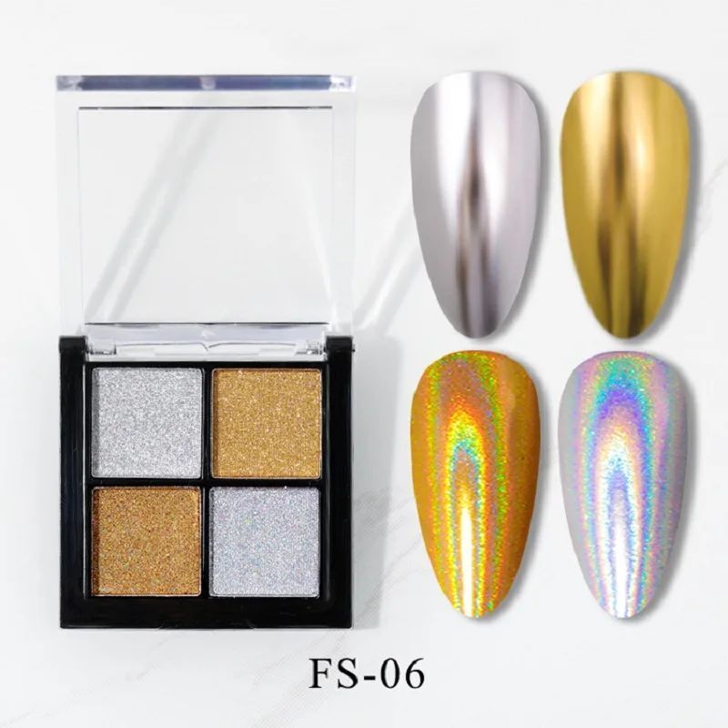 Nail Art Glitters 6 Colors Powder Metallic Laser Holographic Pigment Dust Polish