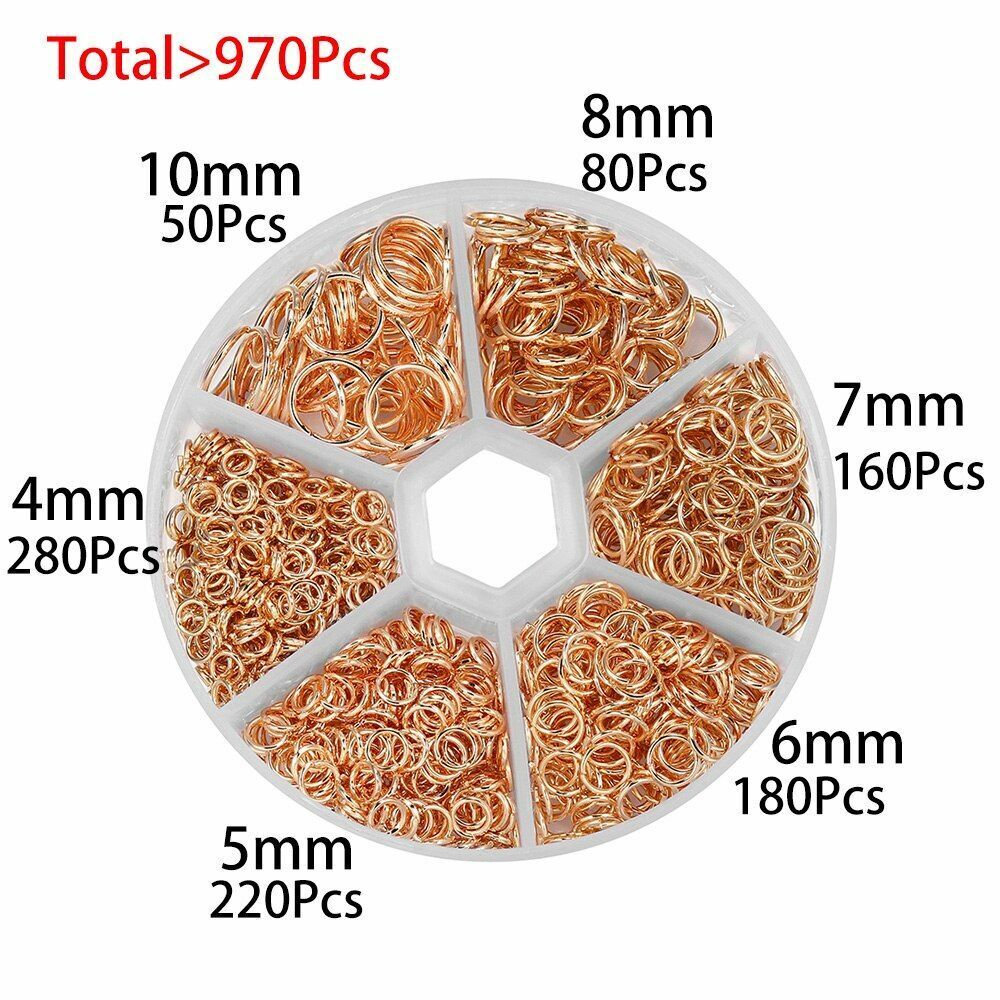 970Pcs/Set Mixed Color Open Jump Ring Split Connector Jewelry Making Kit Finding