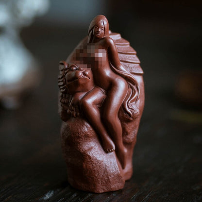 Creative Tea Pet Beauty Lion Statue Table Decoration Ornament Holiday Zisha Clay