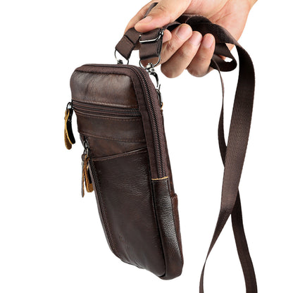 Men Leather Fashion Phone Pouch Belt Bag Shoulder Crossbody Waist Pack Handbag