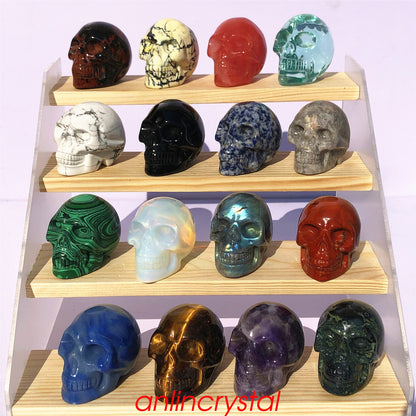 Top! wholesale Natural skull quartz crystal skull carved reiki healing 2''