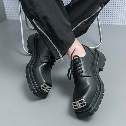 Black Loafers Men Shoes Solid Lace-up Size 38-45 Mens Shoes