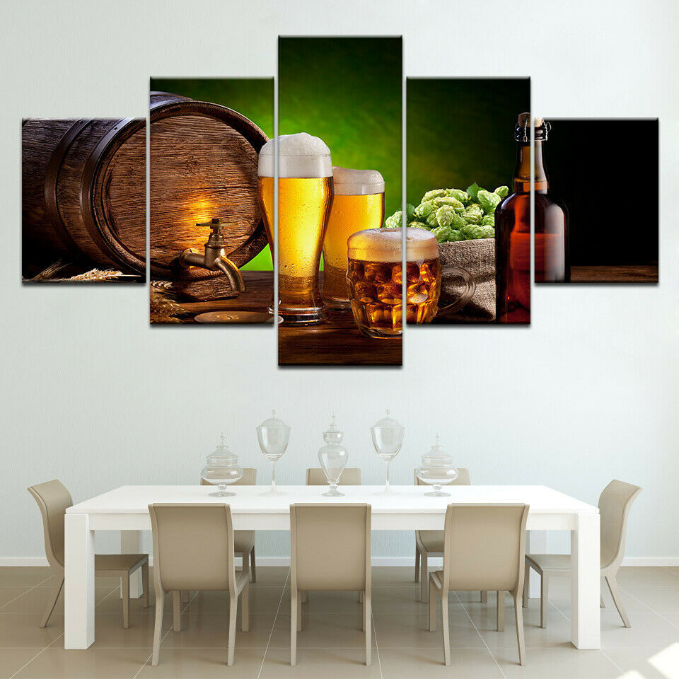 HD Home Decoration Modern Canvas Living Room Printed 5P Beer Barrel No Framed